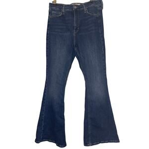 Topshop Motto Jaime Flare High Waist Dark Wash Denim Jeans Women's Size 32X30